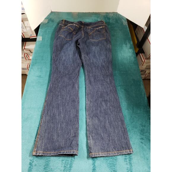 Chicos Jeans 0 US Size 4 Womens Blue Rhinestone Trim Stretch Mid Rise Bootcut - Picture 10 of 11